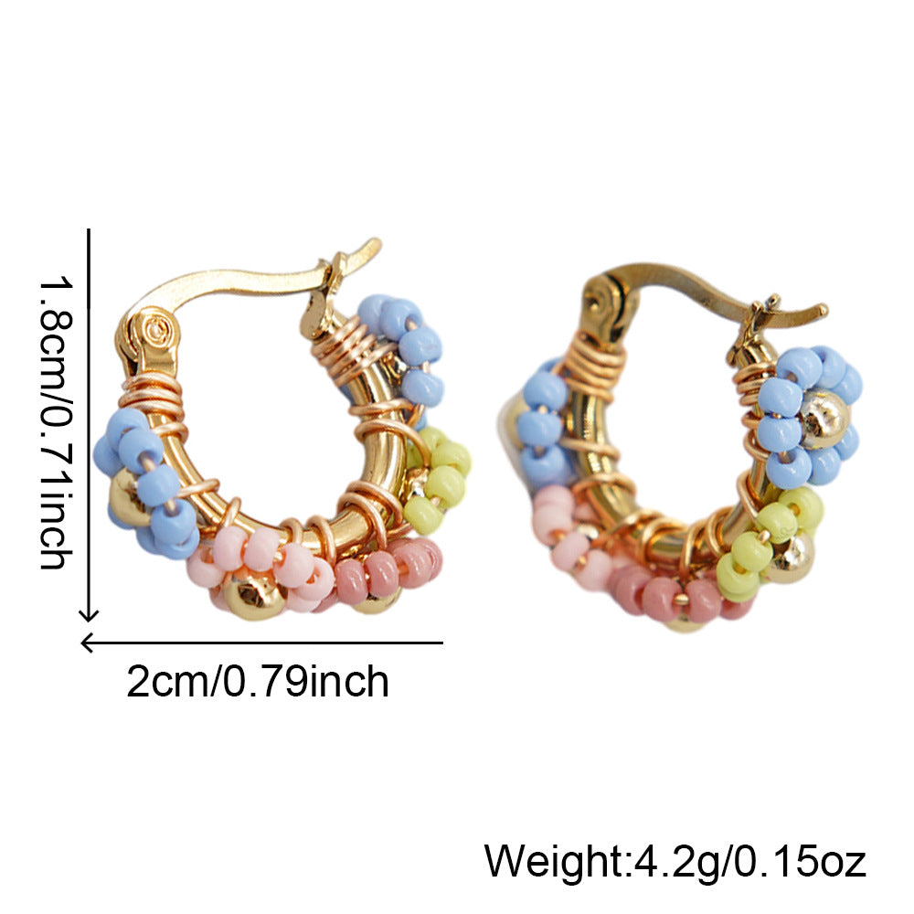 *Preorder: Floral Beaded Hoop Earrings*