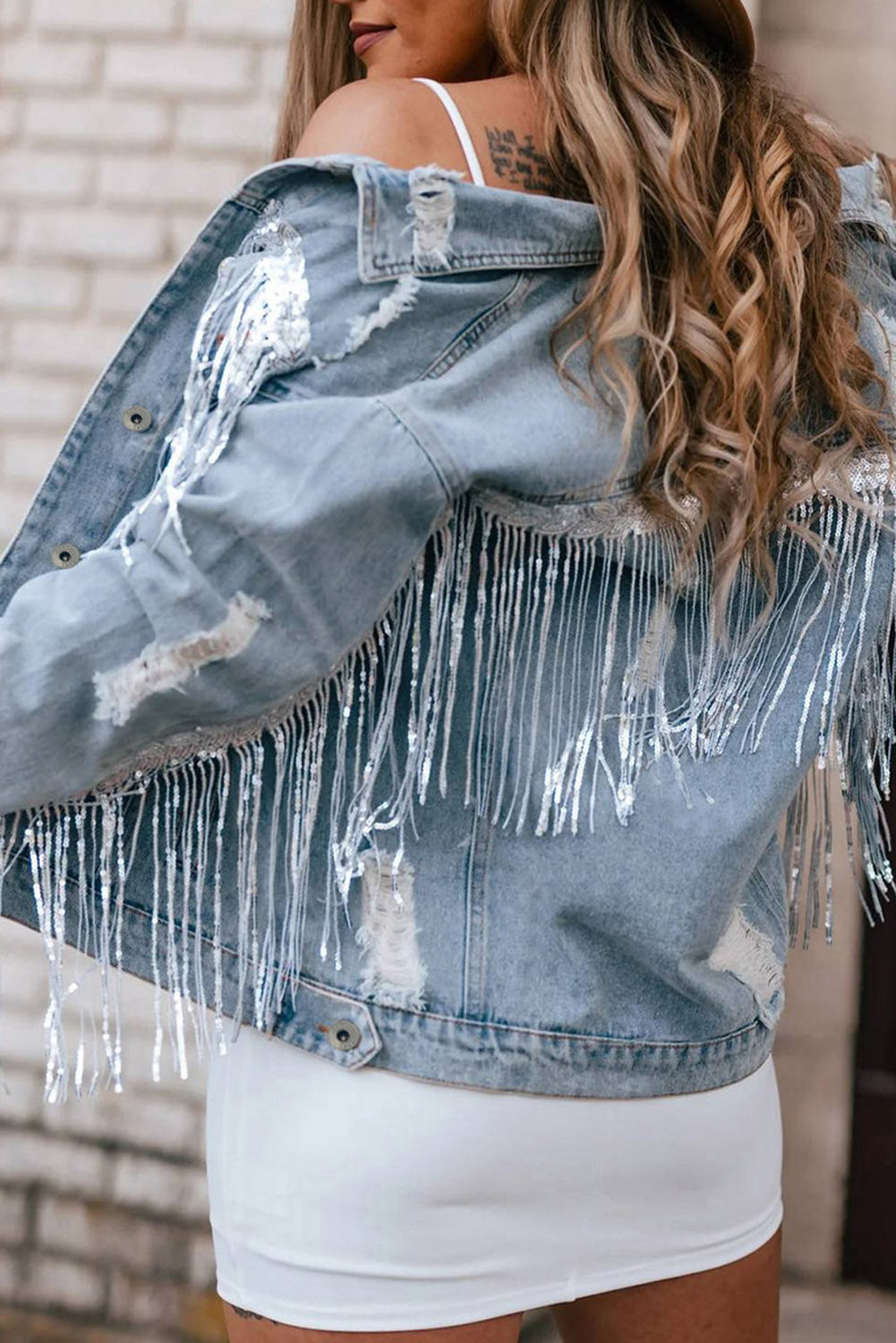 Sequin Fringe Denim Jacket February.