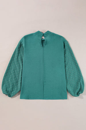 Teal Dot Balloon Sleeve Blouse LT