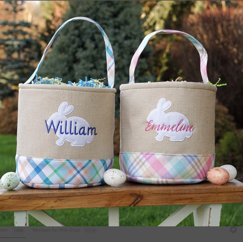 PREORDER: Custom Embroidered Easter Baskets 2.24.25 osym