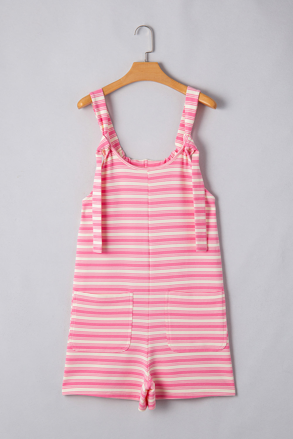 Pink Stripe Knotted Strap Romper LT