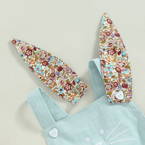 RTS: Linen Bunny Dress or Onesie Bunny Tail with Floral Removeable Ears-