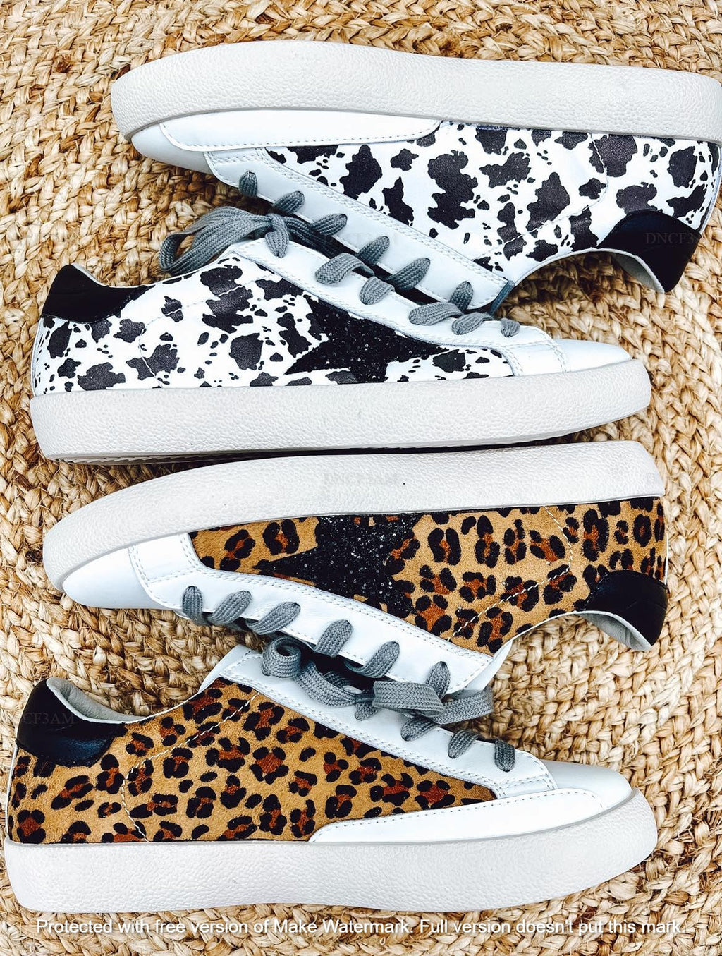 RTS: Adult Leopard & Cow Star Shoe-