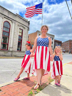 RTS: Mommy and me High Low Flag Dress