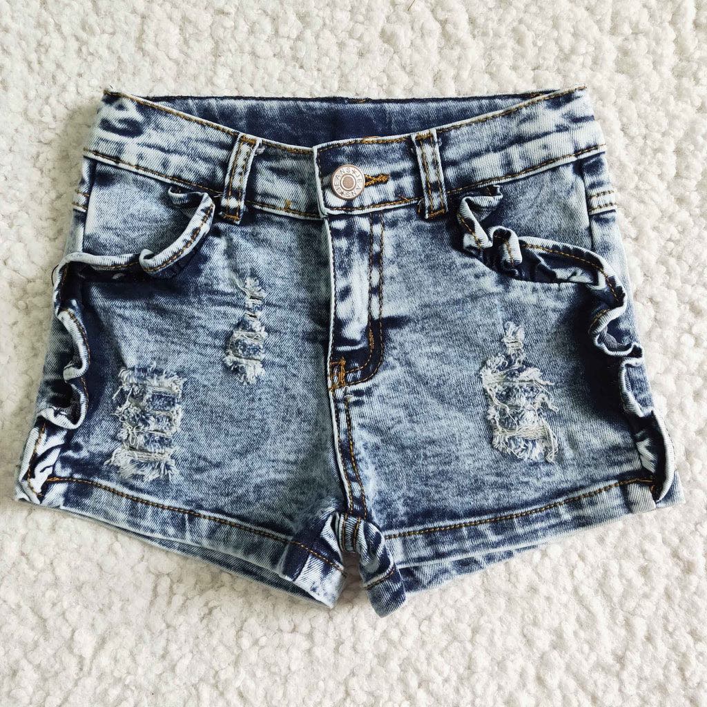 RTS: Girl's Denim Distressed Shorts-