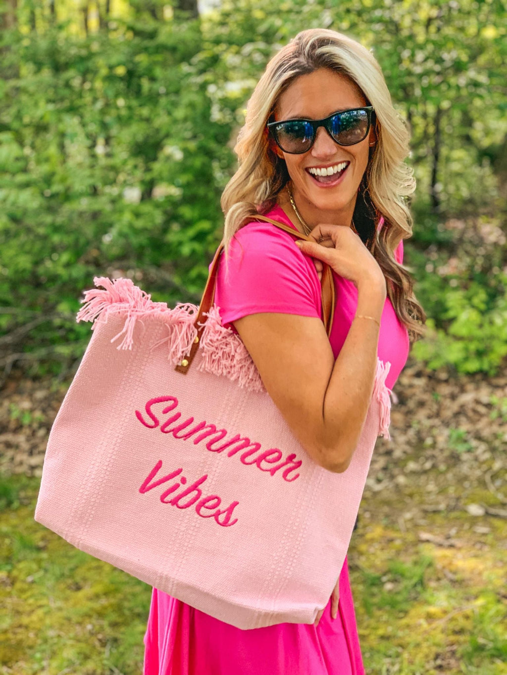 rts: Summer Vibes embroidered Knitted Canvas Tote-