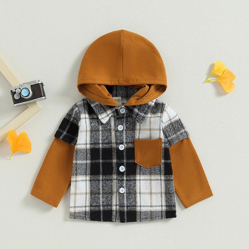 RTS: The Brady Hooded Plaid Onesie and Shirt-