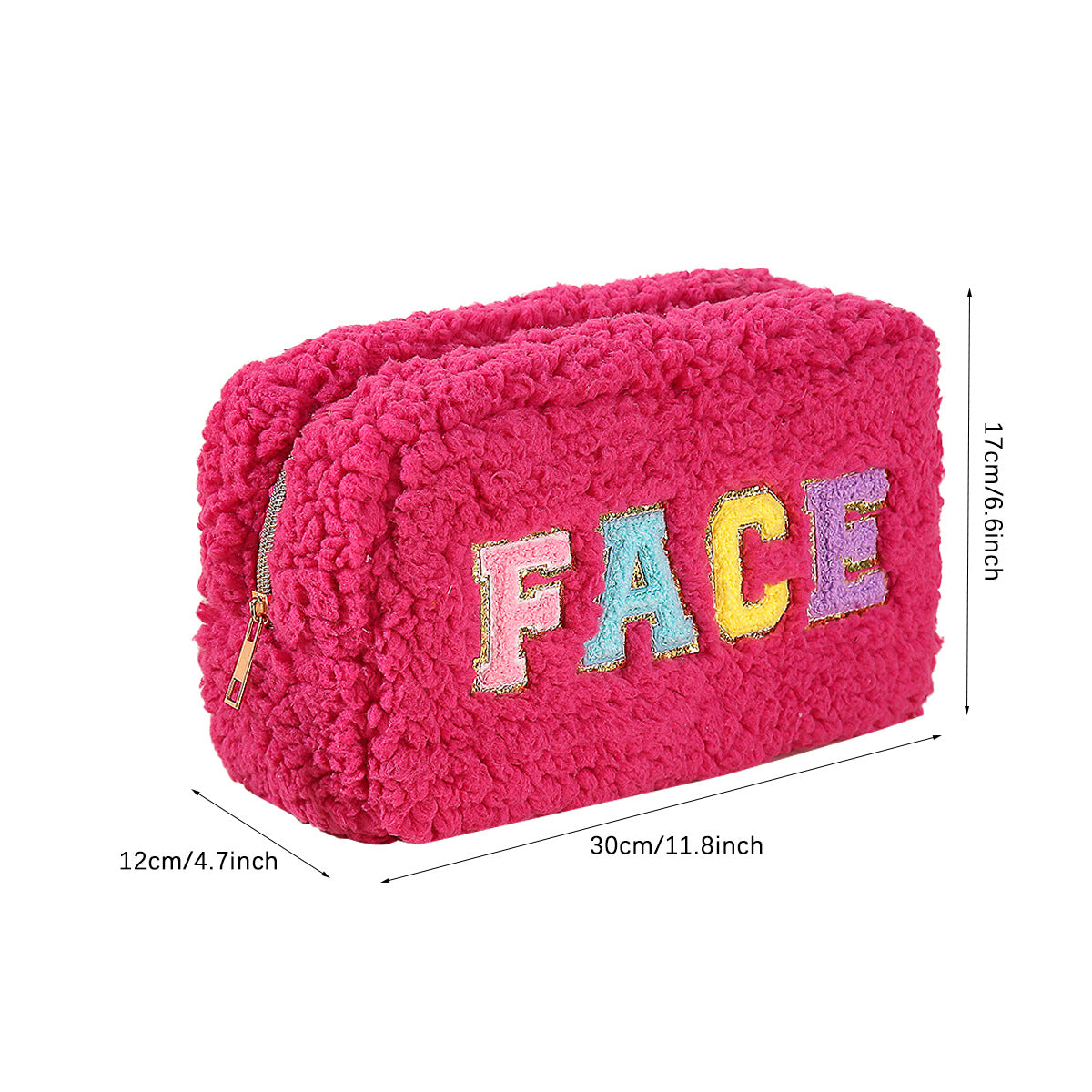 rts: Plush Chenille Letter Cosmetic Bag-