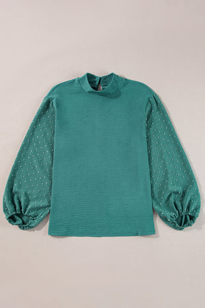 Teal Dot Balloon Sleeve Blouse LT