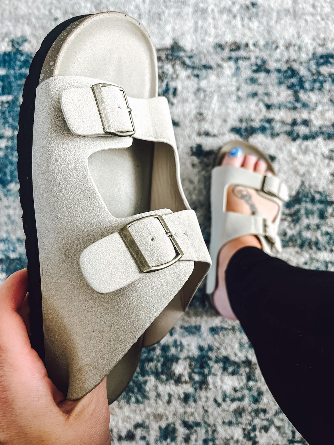 RTS: Buckle and Suede Sandal-