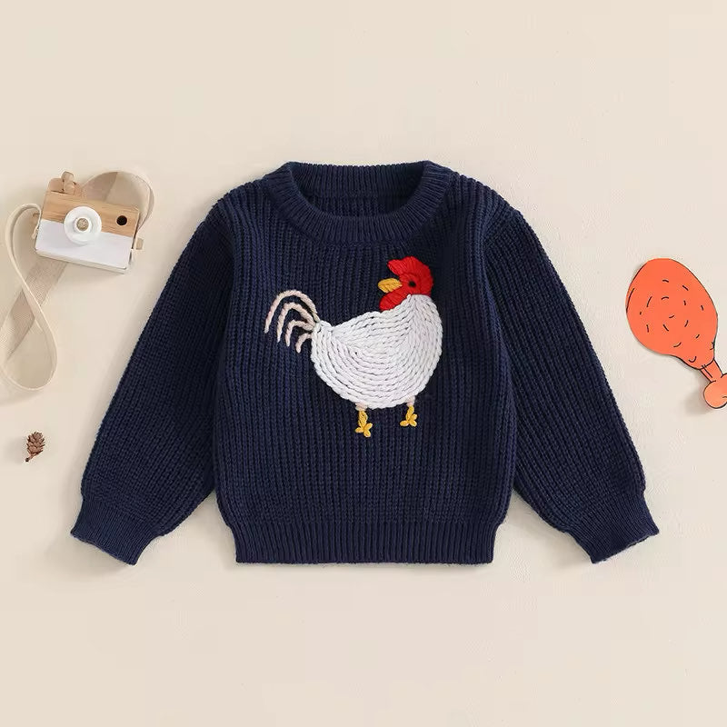 RTS: Embroidered Chicken Sweater