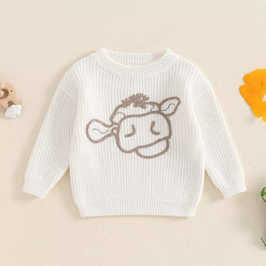 RTS: Cow Embroidered Kids Sweater