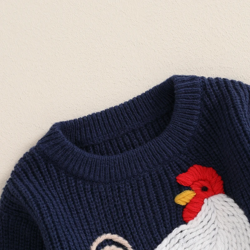 RTS: Embroidered Chicken Sweater