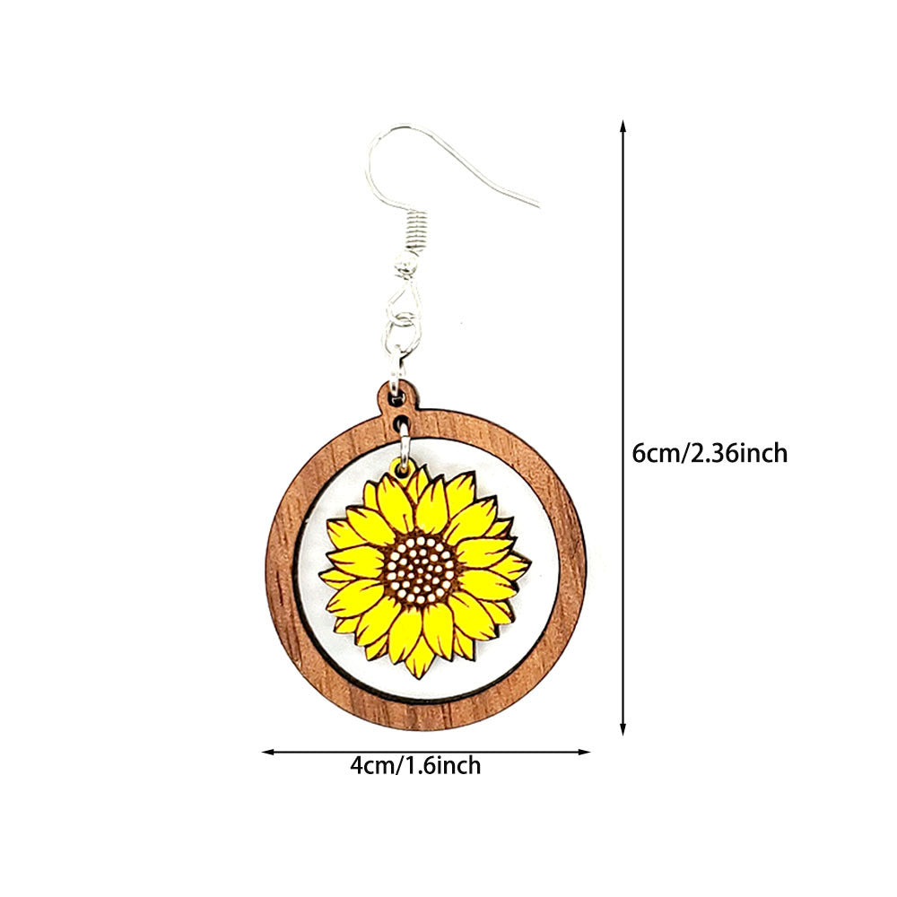 *RTS* Wooden Sunflower Earrings