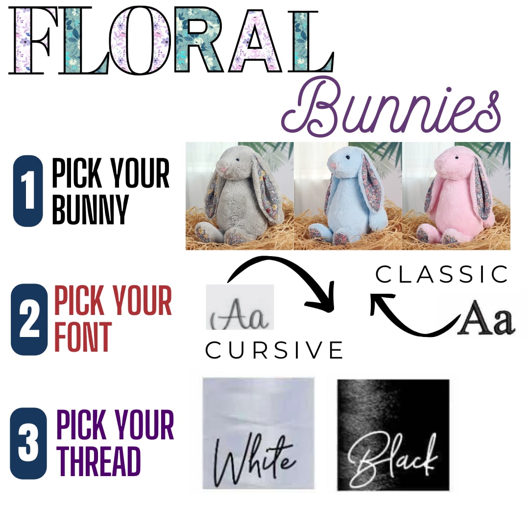 PREORDER: Custom Floral Bunnies 2.24.25