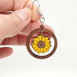 *RTS* Wooden Sunflower Earrings