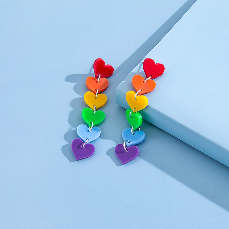 *RTS* Rainbow Heart Drop Studs