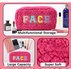 rts: Plush Chenille Letter Cosmetic Bag-