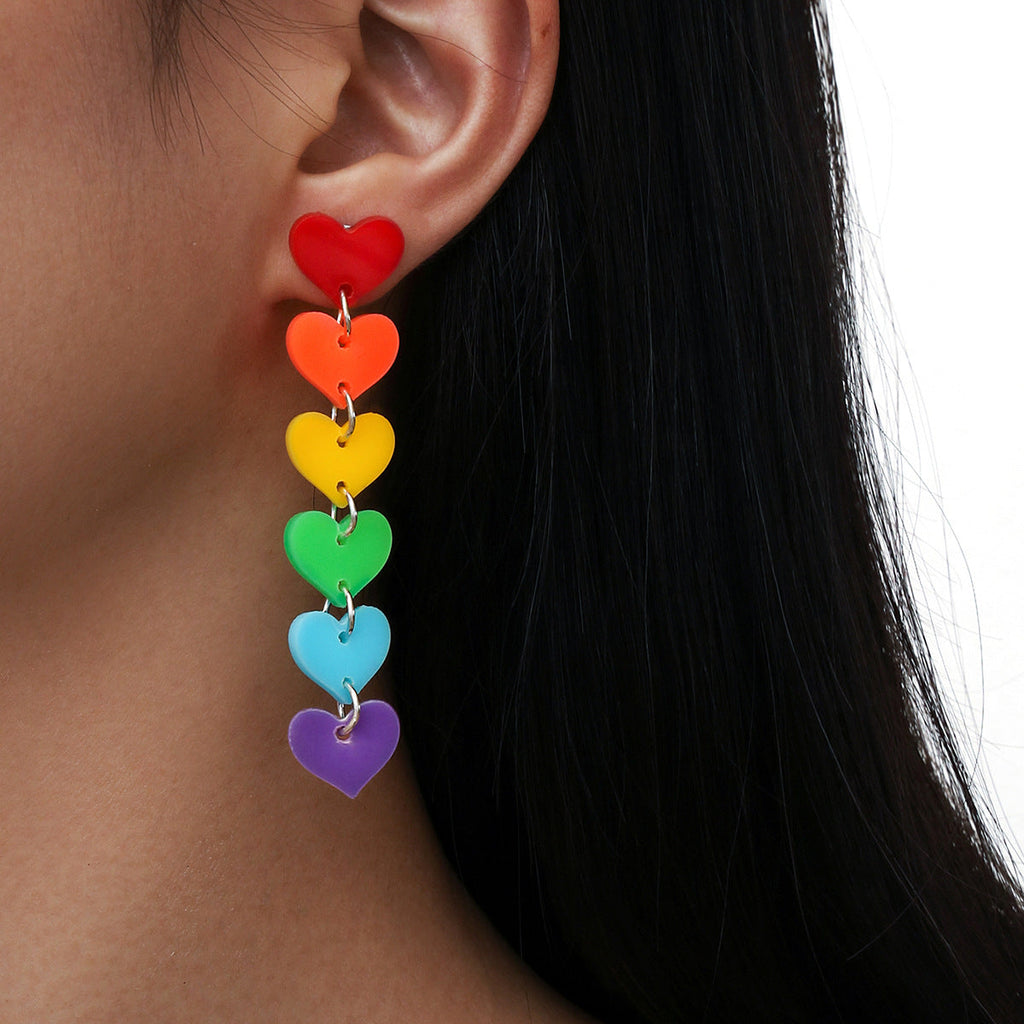 *RTS* Rainbow Heart Drop Studs