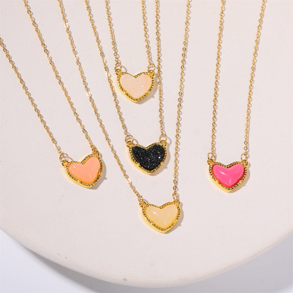 Color Heart Pendant Necklace (WHITE)