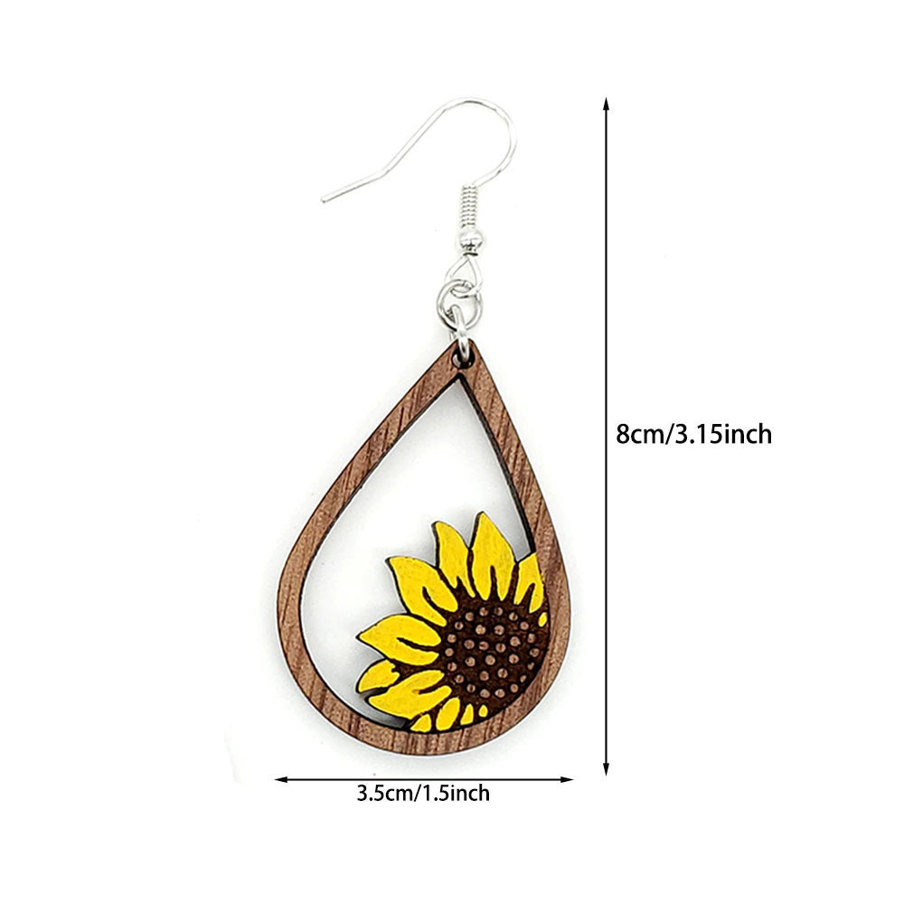 *RTS* Wooden Sunflower Earrings