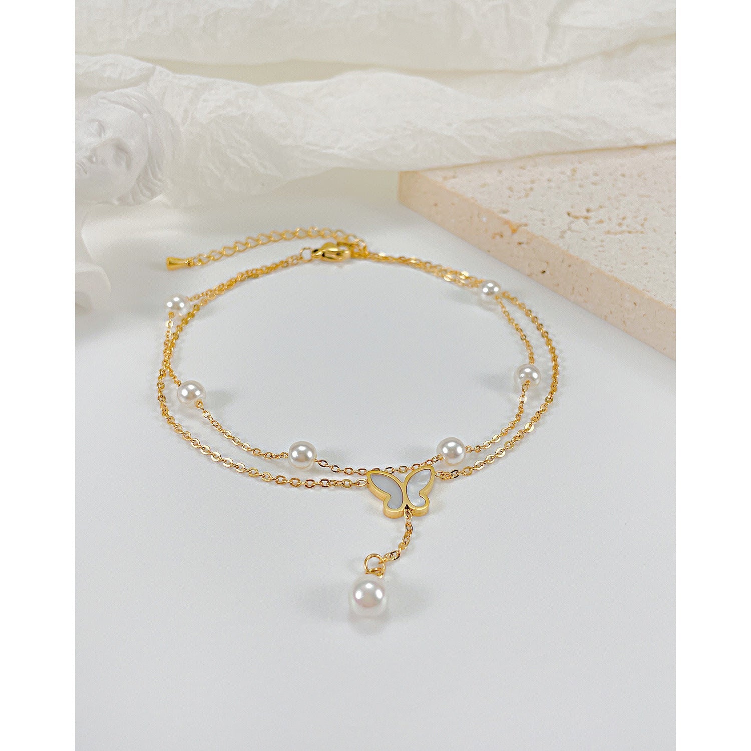 *RTS* Butterfly Pearl Anklet