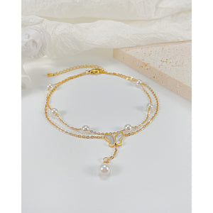 *RTS* Butterfly Pearl Anklet