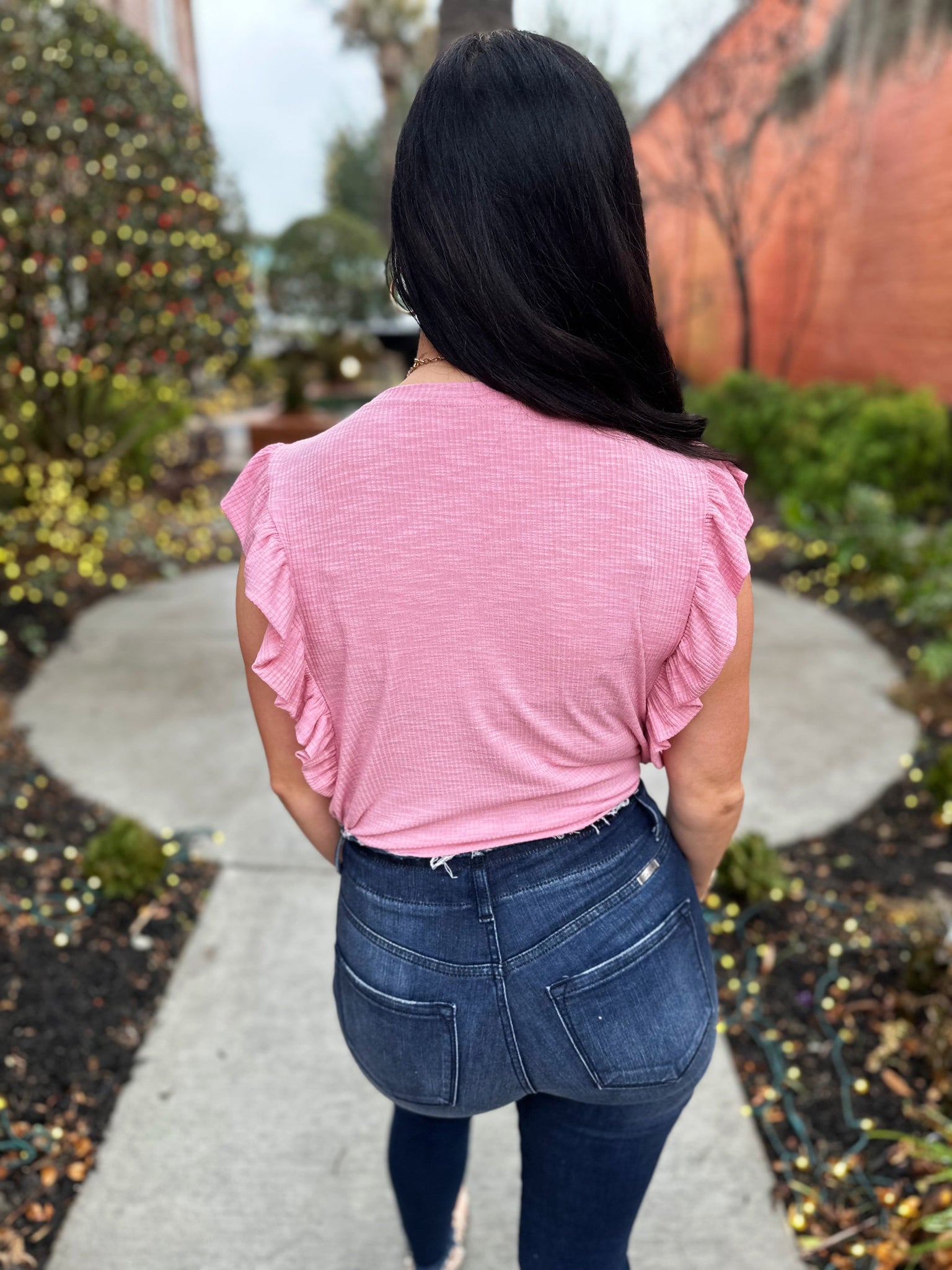 Pink Ruffle Crop RTS