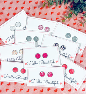 Pink Hello Beautiful Studs Pack