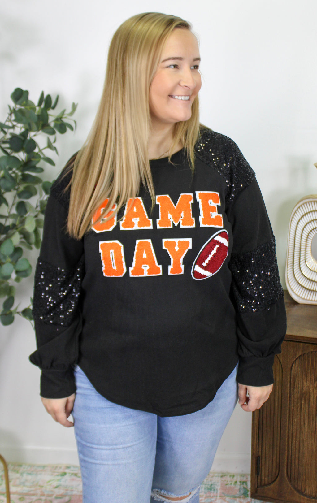 Black Game Day Plus Size Top LT