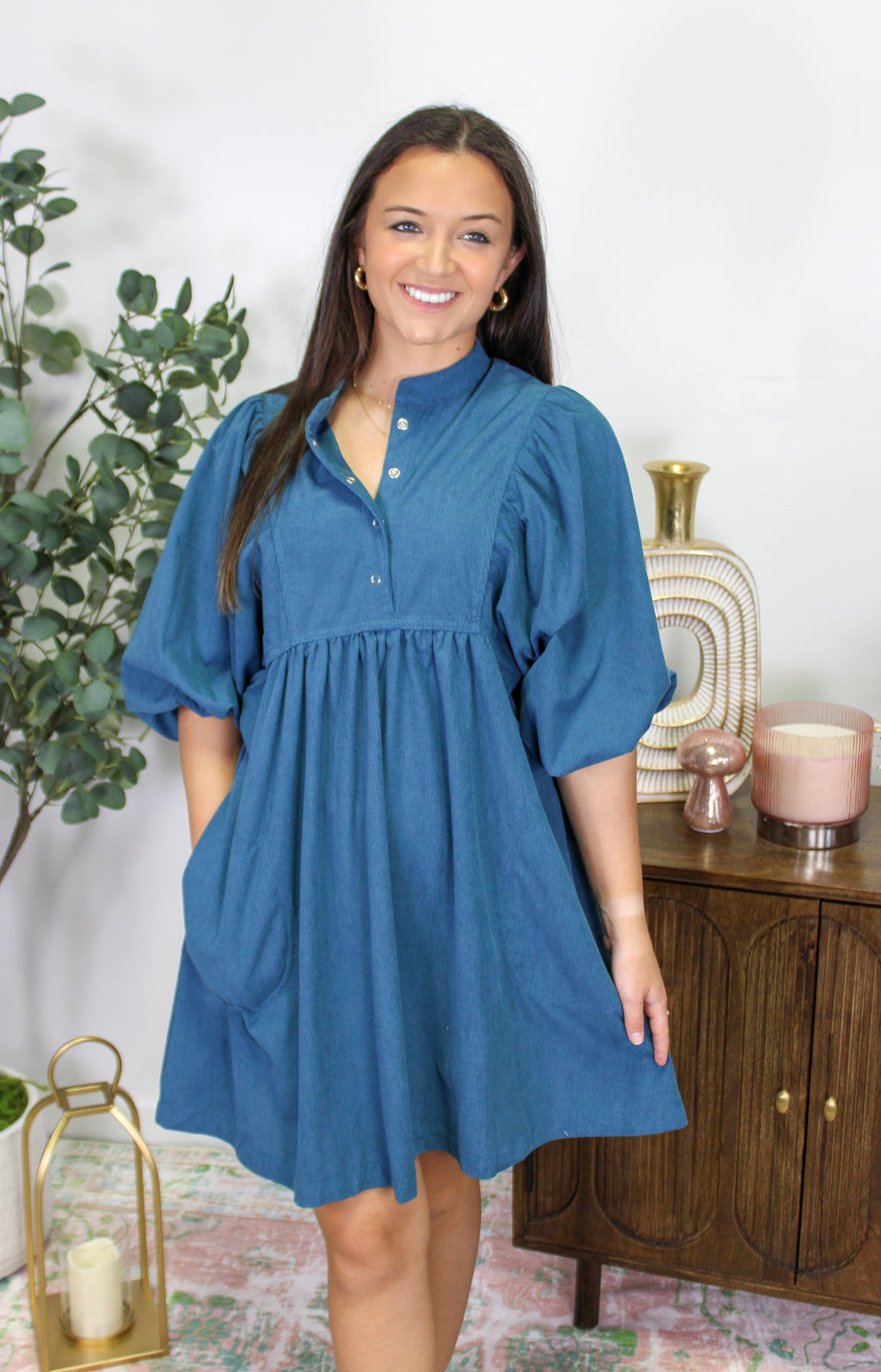 Blue Corduroy Dress RTS