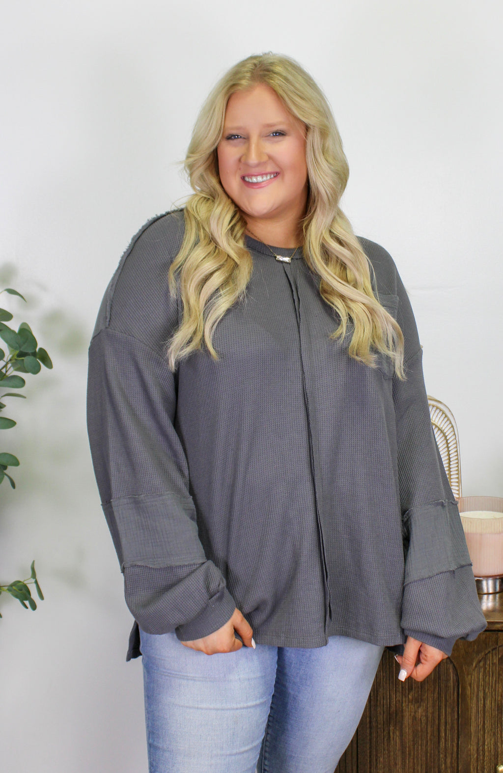 Grey Plus Patchwork Top RTS