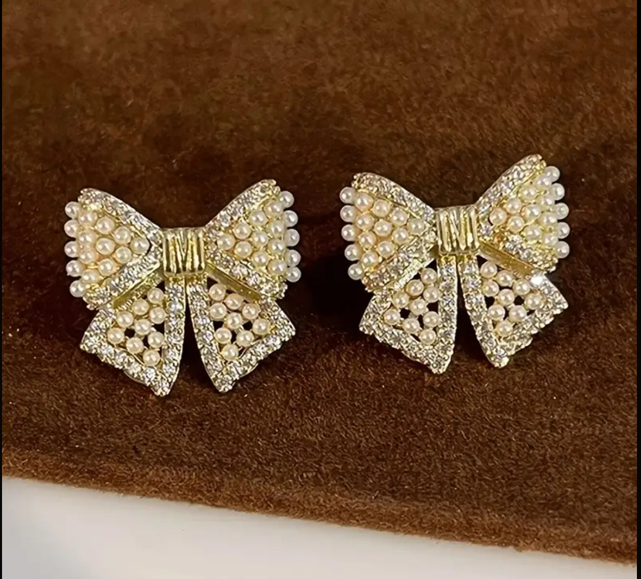 *Preorder: Pearl & Sparkle Bow Studs*