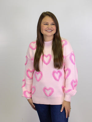 Light Pink Heart Sweater RTS