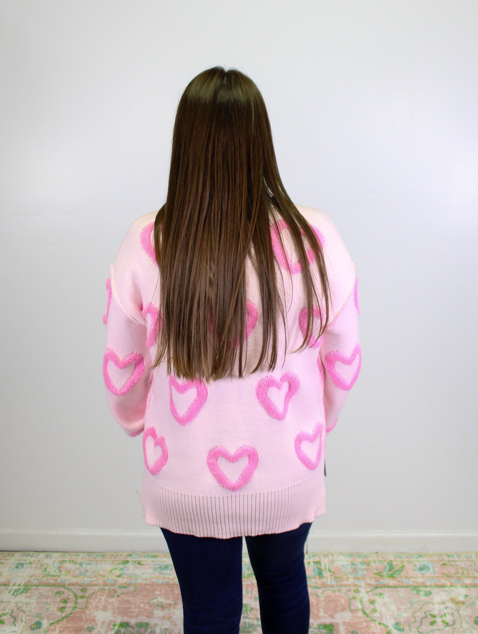 Light Pink Heart Sweater RTS