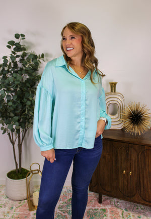 Seafoam Blue Blouse RTS