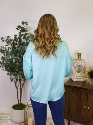 Seafoam Blue Blouse RTS