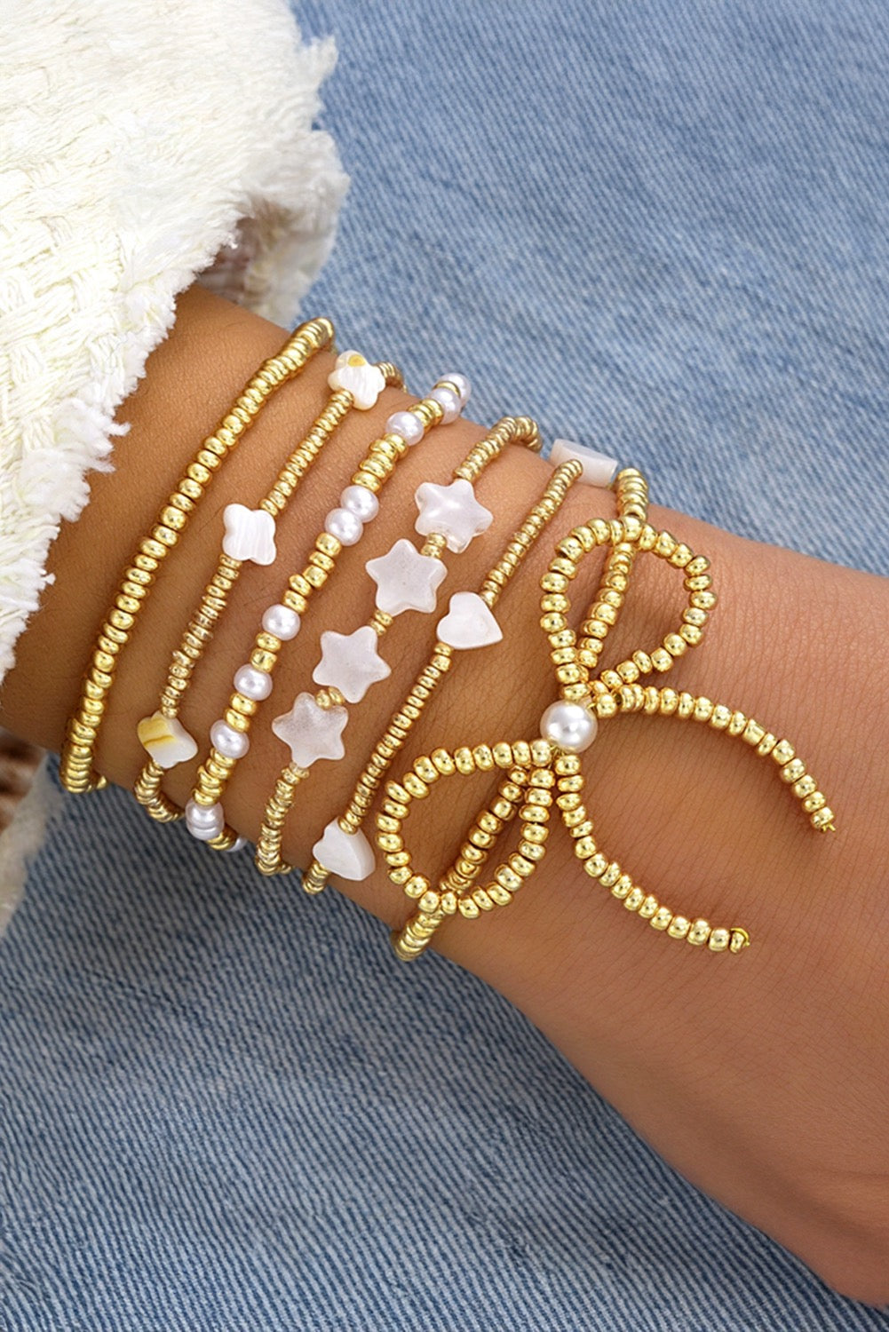 Gold Star Heart Beaded Bracelet LT