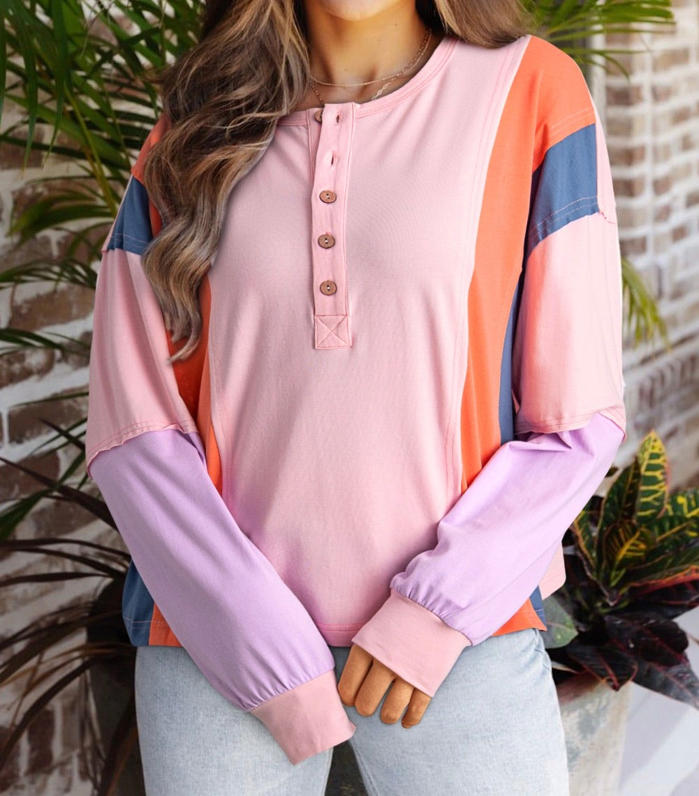 Pink Colorblock Pullover RTS