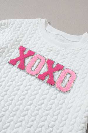 White XOXO Cable Knit Pullover December.