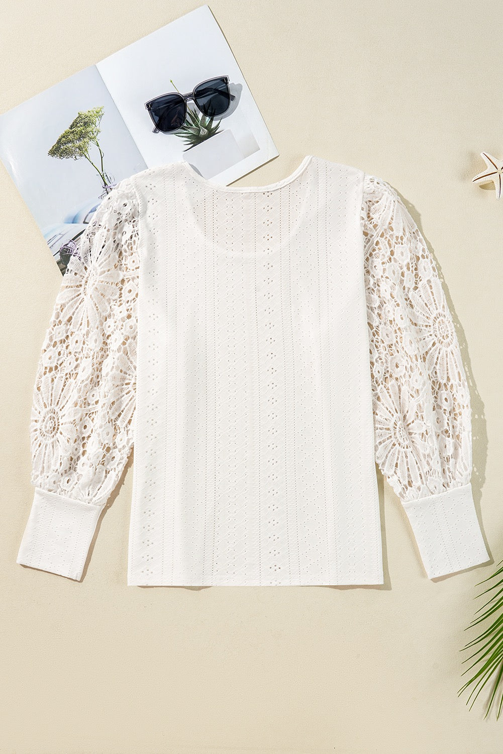 White Floral Lace Plus Size Blouse December.