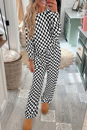 Black Checkered Pants Set December.