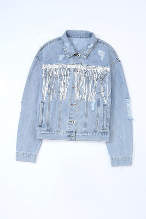 Sequin Fringe Denim Jacket LT