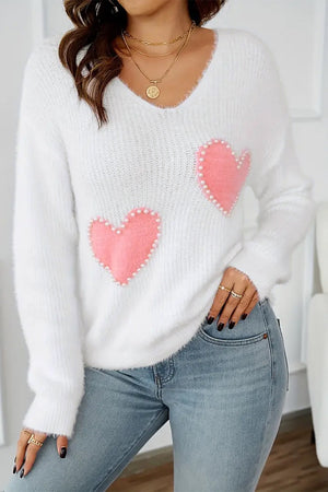 White with Pink Pearl Sweater LT