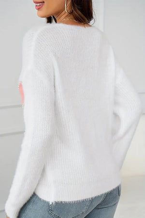 White with Pink Pearl Sweater LT