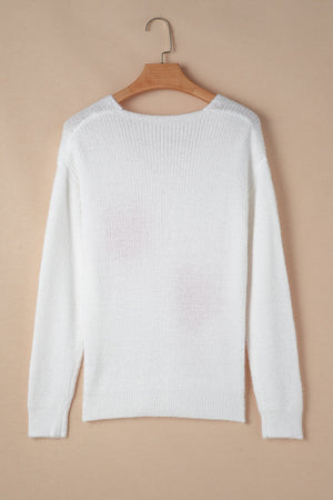 White with Pink Pearl Sweater LT