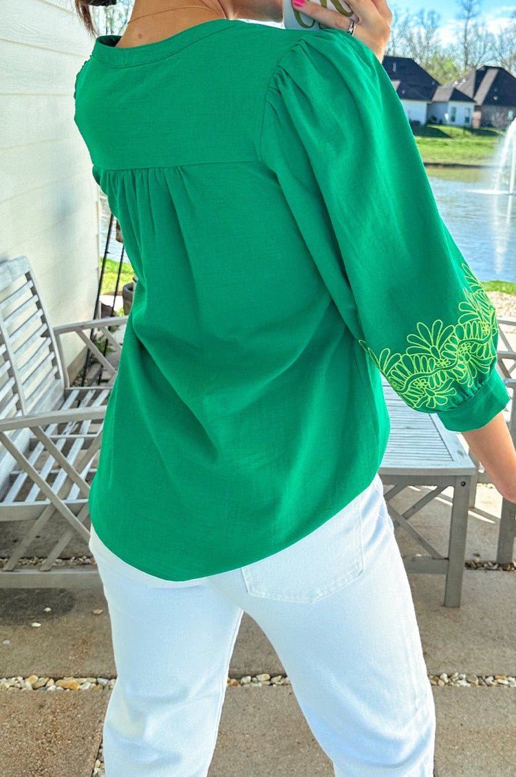 Green Embroidered Blouse LT