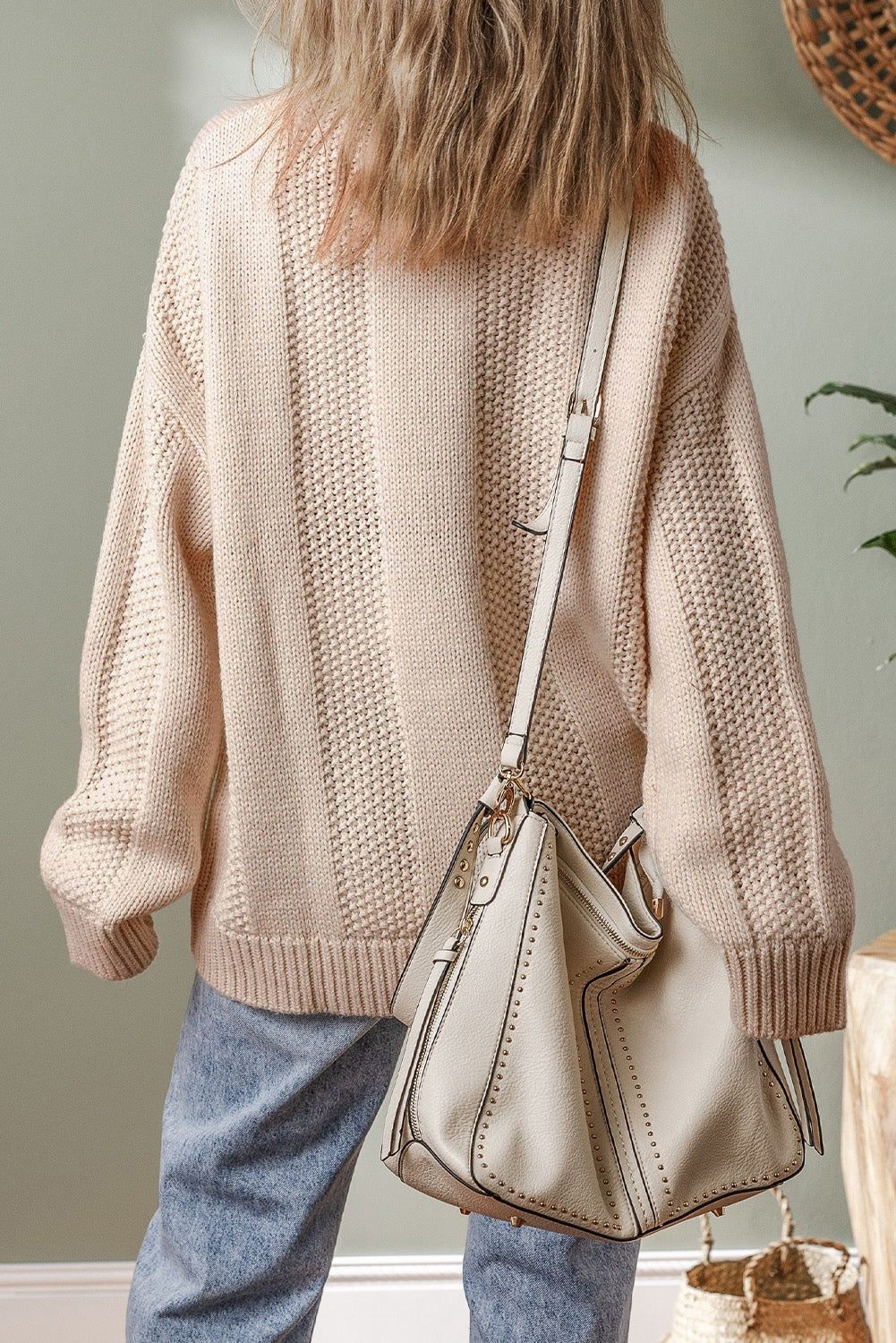 Beige Cable Knit Sweater January.