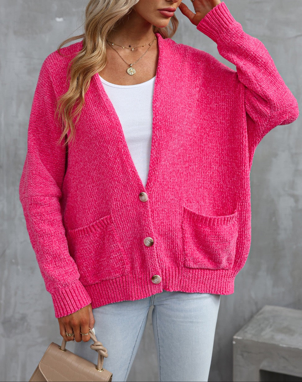 Pink Button Cardigan LT