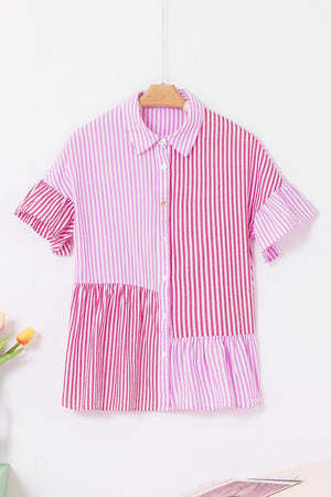 Pink Striped Ruffle Shirt February.